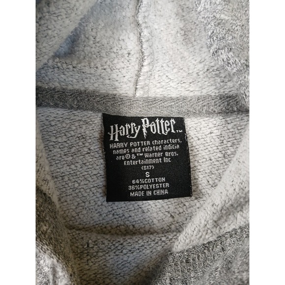 Harry Potter Hoodie Sweatshirt Unisex Adult Small Gray Hogwarts Crest Draco - Picture 4 of 8